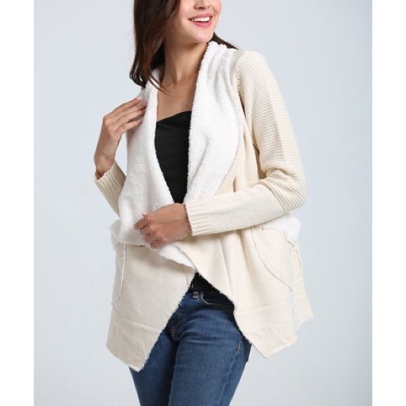 Simply Couture Oversized Collar Open Coatigan Side Pocket Sweater Large, X Large - Picture 3 of 6